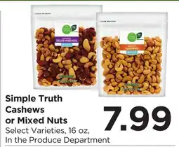 Food 4 Less Simple Truth Cashews or Mixed Nuts offer
