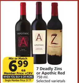 Albertsons 7 Deadly Zins or Apothic Red offer