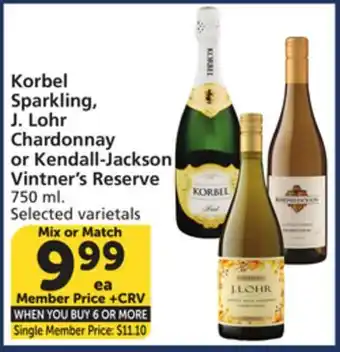 Albertsons Korbel Sparkling, J. Lohr Chardonnay or Kendall-Jackson Vintner's Reserve offer
