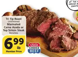 Albertsons Tri Tip Roast Untrimmed Marinated Carne Asada or Top Sirloin Steak Boneless offer