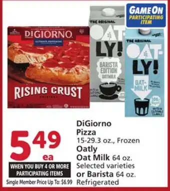 Albertsons DiGiorno Pizza 15-29.3 oz., Frozen Oatly Oat Milk 64 oz. or Barista 64 oz offer
