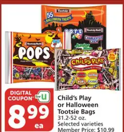 Albertsons Child's Play or Halloween Tootsie Bags offer
