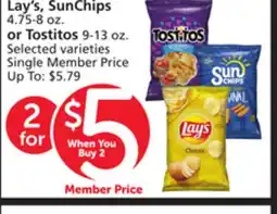 Albertsons Lay's, SunChips 4.75-8 oz. or Tostitos 9-13 oz offer