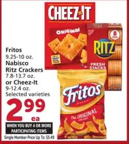 Albertsons Fritos 9.25-10 oz. Nabisco Ritz Crackers 7.8-13.7 oz. or Cheez-It 9-12.4 oz offer
