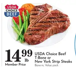 Pavilions USDA Choice Beef T-Bone or New York Strip Steaks offer