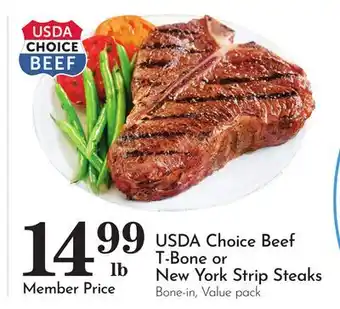 Pavilions USDA Choice Beef T-Bone or New York Strip Steaks offer