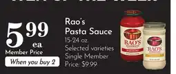 Pavilions Rao's Pasta Sauce offer