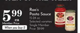 Pavilions Rao's Pasta Sauce offer