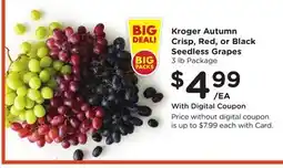 Ralphs Kroger Autumn Crisp, Red, or Black Seedless Grapes offer