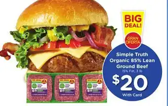 Ralphs Simple Truth Organic 85% Lean Ground Beef offer
