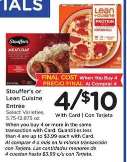 Ralphs Stouffer's or Lean Cuisine Entrée menores de 4 hasta offer