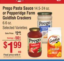 Smart & Final Prego Pasta Sauce or Pepperidge Farm Goldfish Crackers offer