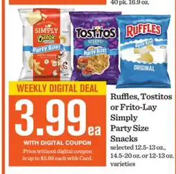 Mariano's Ruffles, Tostitos or Frito-Lay Simply Party Size Snacks offer