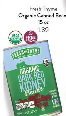 Fresh Thyme Fresh Thyme Organic Canned Bean offer