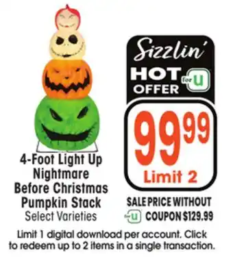 Jewel-Osco 4-Foot Light Up Nightmare Before Christmas Pumpkin Stack offer
