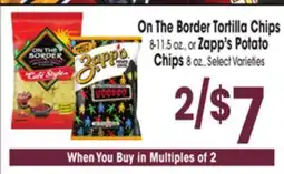 Jewel-Osco On The Border Tortilla Chips 8-11.5 oz., or Zapp's Potato Chips 8 oz offer