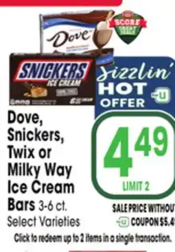 Jewel-Osco Dove, Snickers, Twix or Milky Way Ice Cream Bars offer