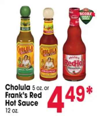 Jewel-Osco Cholula 5 oz. or Frank's Red Hot Sauce 12 oz offer