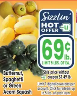 Jewel-Osco Butternut, Spaghetti or Green Acorn Squash offer