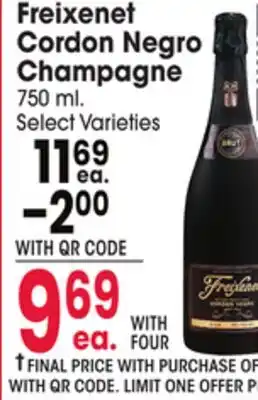 Jewel-Osco Freixenet Cordon Negro Champagne offer