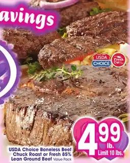 Jewel-Osco USDA Choice Boneless Beef Chuck Roast or Fresh 85% Lean Ground Beef offer