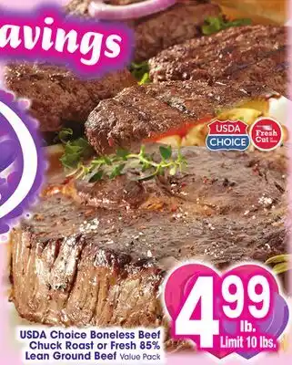 Jewel-Osco USDA Choice Boneless Beef Chuck Roast or Fresh 85% Lean Ground Beef offer