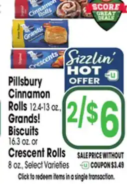 Jewel-Osco Pillsbury Cinnamon Rolls 12.4-13 oz., Grands! Biscuits 16.3 oz. or Crescent Rolls 8 oz offer