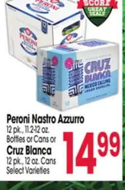 Jewel-Osco Peroni Nastro Azzurro 12 pk., 11.2-12 oz. Bottles or Cans or Cruz Blanca 12 pk., 12 oz. Cans offer