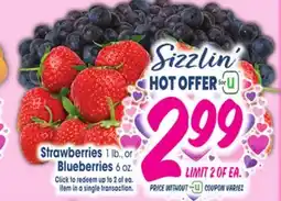 Jewel-Osco Strawberries 1 lb., or Blueberries 6 oz offer