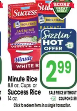 Jewel-Osco Minute Rice 8.8 oz. Cups or Success Rice 14 oz offer