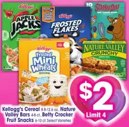 Jewel-Osco Kellogg's Cereal 8.8-12.6 oz., Nature Valley Bars 4-8 ct., Betty Crocker Fruit Snacks 6-10 ct offer