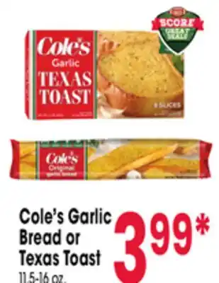 Jewel-Osco Cole's Garlic Bread or Texas Toast offer