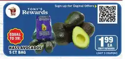 Tony’s Fresh Market HASS AVOCADOS offer