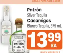 Tony’s Fresh Market Patrón Silver Tequila Casamigos Blanco Tequila, 375mL offer