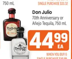 Tony’s Fresh Market Don Julio 70th Anniversary or Añejo Tequila offer
