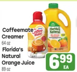 Tony’s Fresh Market Coffeemate Creamer, 64oz Florida's Natural Orange Juice, 89oz offer