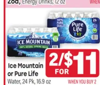 Tony’s Fresh Market Ice Mountain or Pure Life Water offer