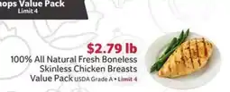 Winn Dixie 100% All Natural Fresh Boneless Skinless Chicken Breasts Value Pack offer