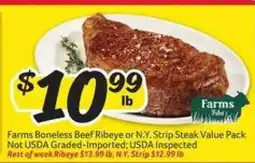 Winn Dixie Farms Boneless Beef Ribeye or N.Y. Strip Steak Value Pack offer