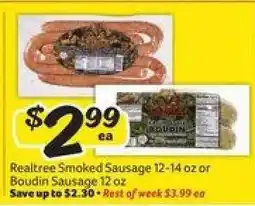 Winn Dixie Realtree Smoked Sausage or Boudin Sausage offer