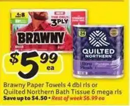 Winn Dixie Brawny paper towels or Quilted Northern bath tissue offer