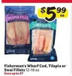 Winn Dixie Fisherman's Wharf Cod, Tilapia or Swai Fillets offer
