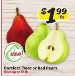 Winn Dixie Bartlett, Bosc or Red Pears offer