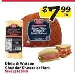 Winn Dixie Dietz & Watson Cheddar Cheese or Ham offer