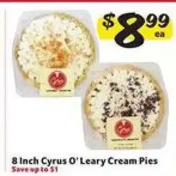 Winn Dixie 8 Inch Cyrus O'Leary Cream Pies offer