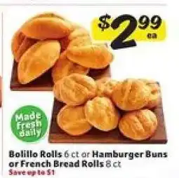 Winn Dixie Bolillo Rolls or Hamburger Buns or French Bread Rolls offer