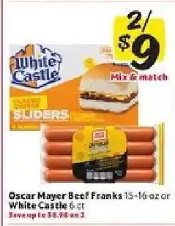Winn Dixie Oscar Mayer Beef Franks or White Castle offer