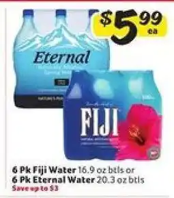 Winn Dixie 6 Pk Fiji Water or 6 Pk Eternal Water offer