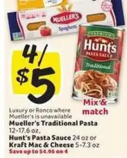 Winn Dixie Mueller's Traditional Pasta, Hunt's Pasta Sauce, Kraft Mac & Cheese offer