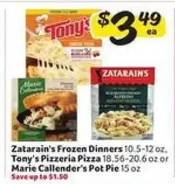 Winn Dixie Zatarain's Frozen Dinners, Tony's Pizzeria Pizza, Marie Callender's Pot Pie offer